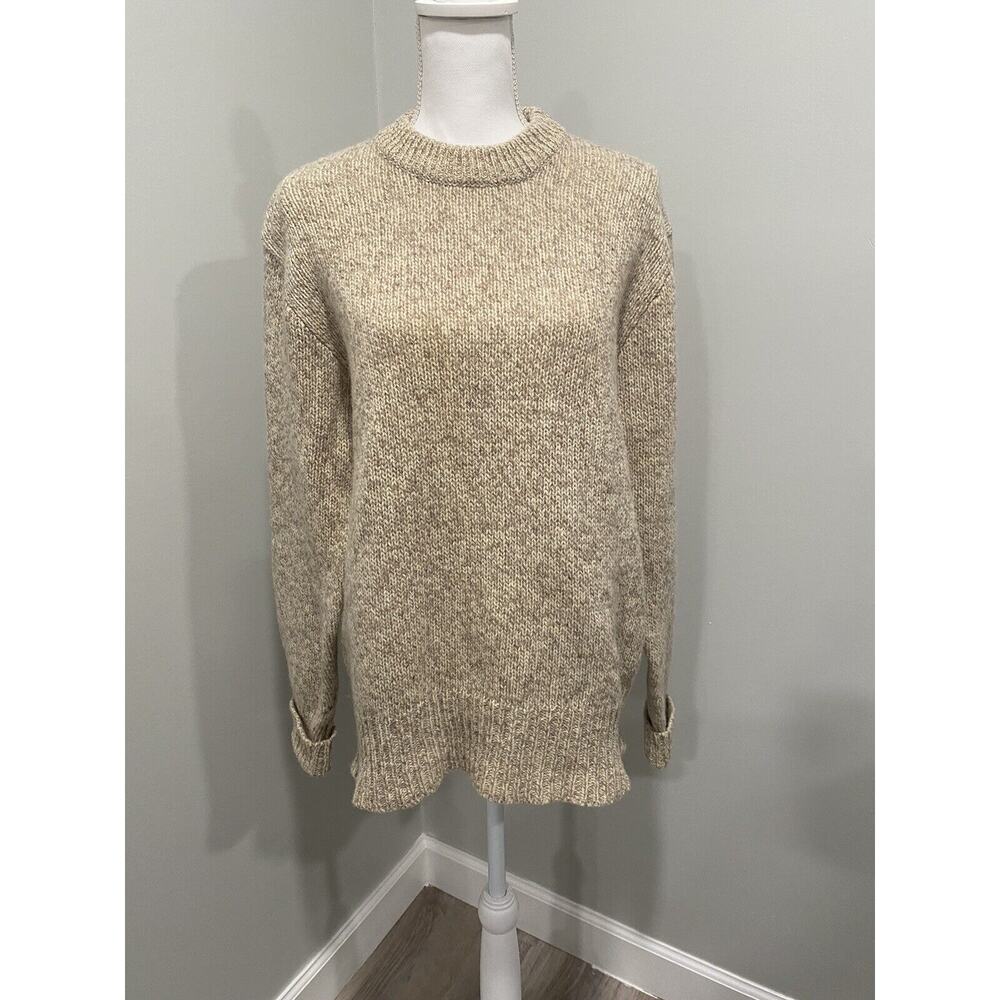 Vintage Woolrich Beige Cream Long Sleeve Crew Neck Knit Sweater Size Large